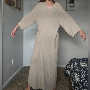 Free People Beach Beige Open-Front Longline Women’s Sweater Cardigan